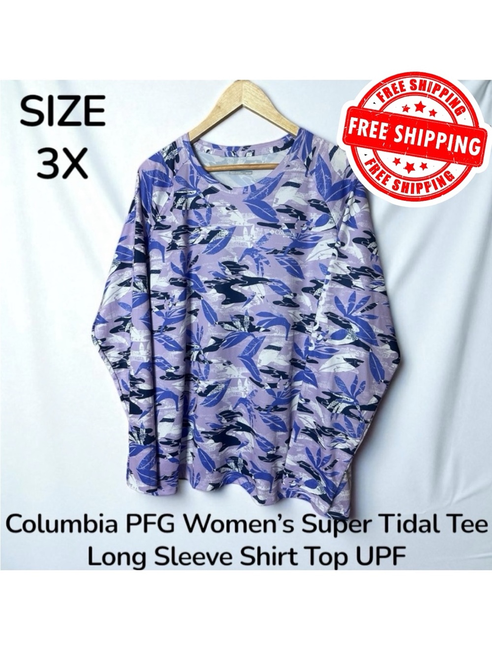 Columbia PFG Super Tidal Tee Long Sleeve Shirt Top Womens Size 3X UPF FAST SHIP